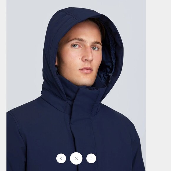 NEW 👌 QUARTZ Co. NWOT Champlain Forward Hooded Down Navy Blue Puffer Parka XS - Picture 6 of 16